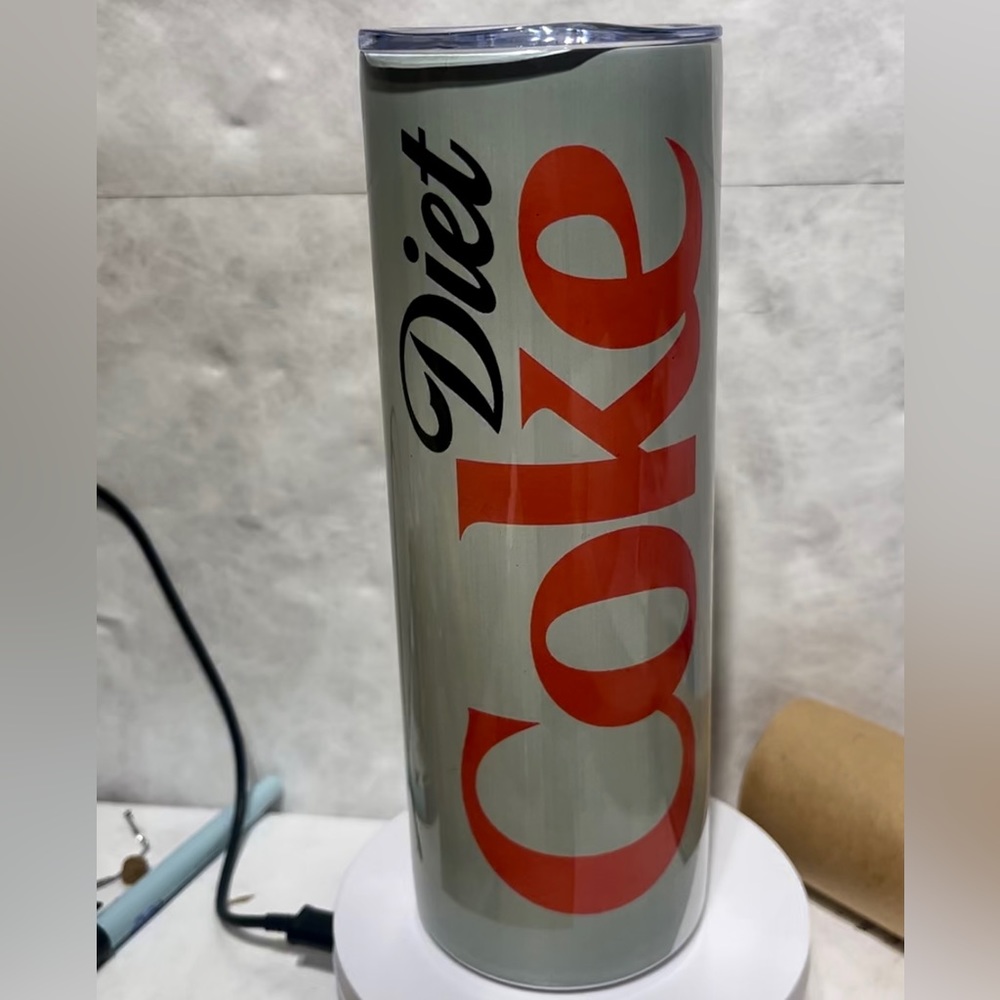 Diet Coke 20oz Tumbler for iced or hot drinks! With metal straw included